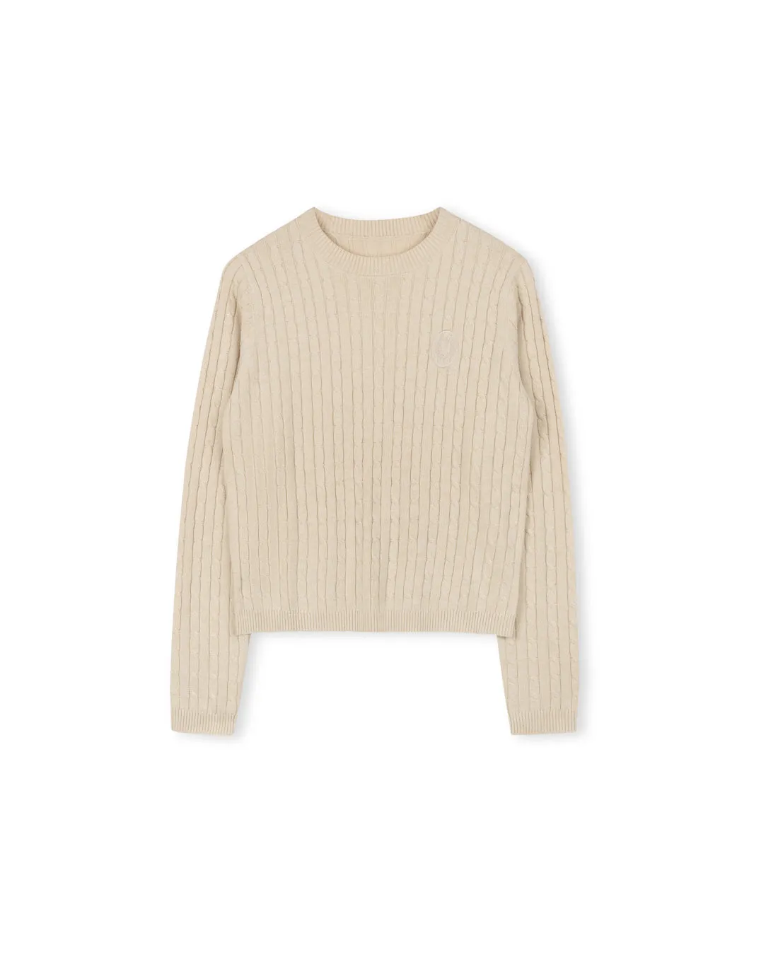 Crest Detailed Cable Knit Sweater Breathable Knit Wear