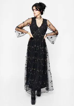 Chrysanthi Applique Maxi Dress Chilly Day Wear Everyday Style