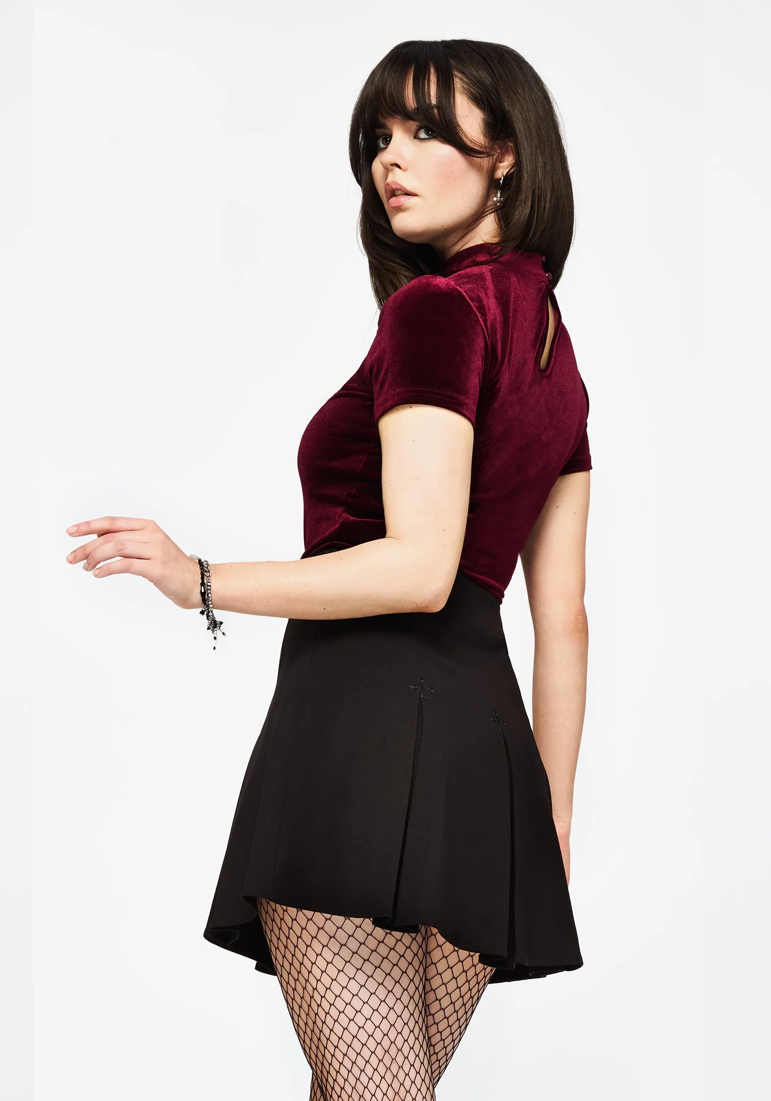 Hypoallergenic fabric Soul Embroidered Pleated Mini Skirt