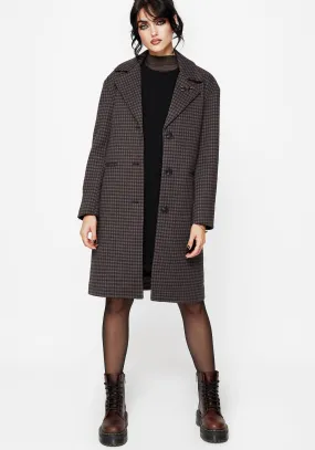 Ergonomic Sleeve Shaping Pilgrim Gingham Coat With Dragonfly Brooch