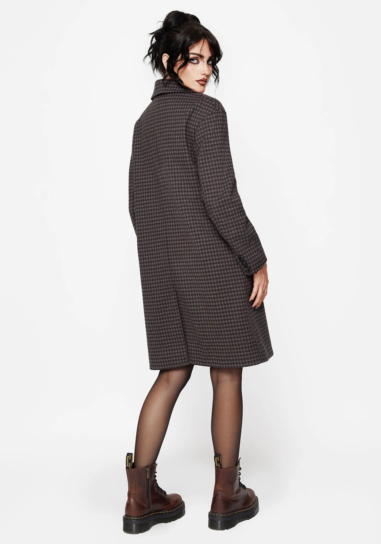 Pilgrim Gingham Coat With Dragonfly Brooch Wrinkle Free Material Compact Packability