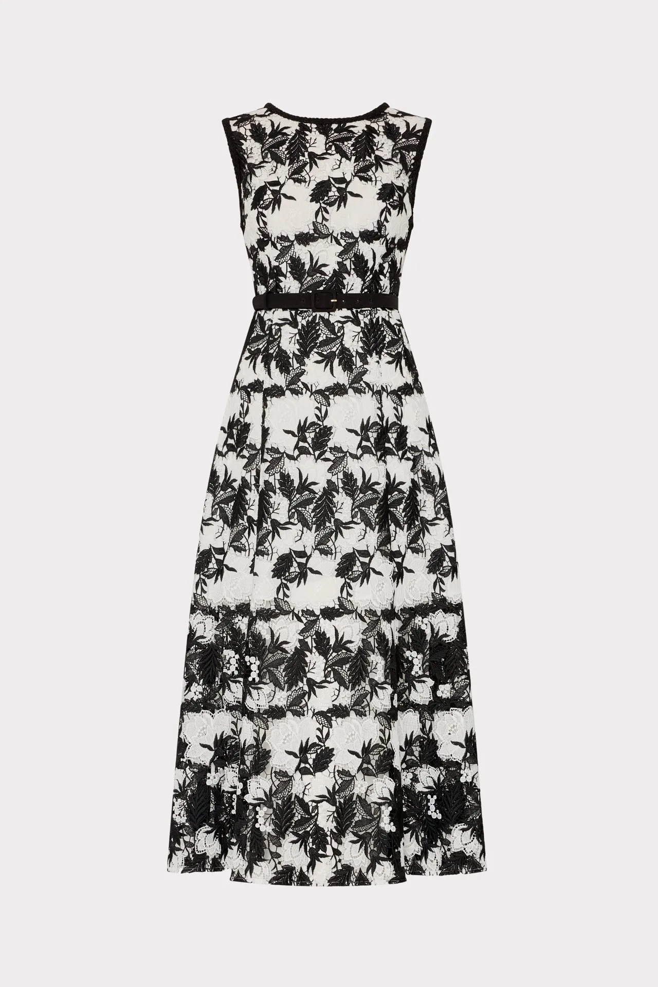 Shiny-Lining Flattering Cut Wear Paloma Two Tone Lace Midi Dress