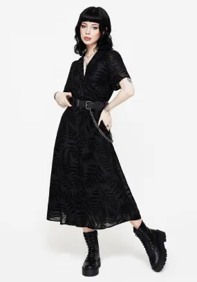 Lunafern Fern Printed Belted Midi Shirt Dress Fashionable And Functional