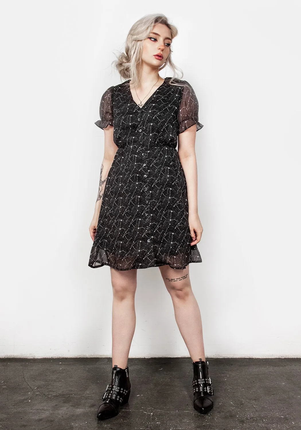 Flowing Fit Spectral Button Up Dress