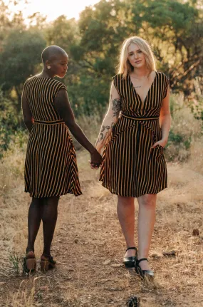 Spicy Xena 2.0 in Gold Stripe Trendy wrap gown