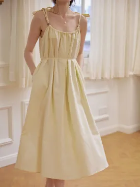 Yasmin Linen Yellow Slip Dress Summer Mood Elegant Appearance