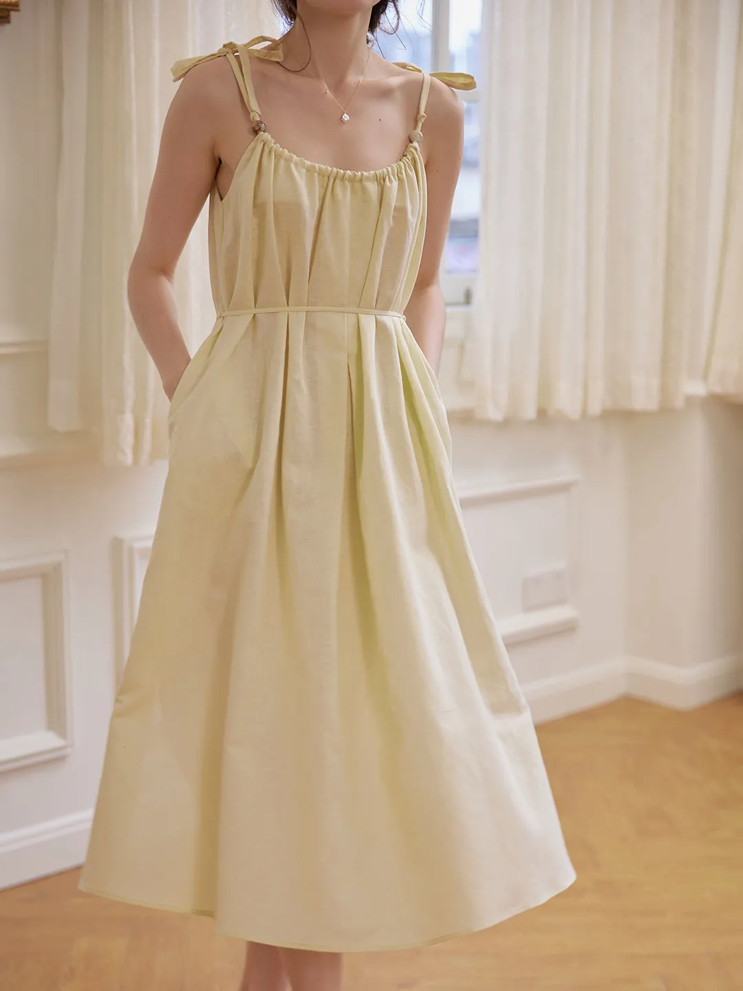 Yasmin Linen Yellow Slip Dress Summer Mood Elegant Appearance