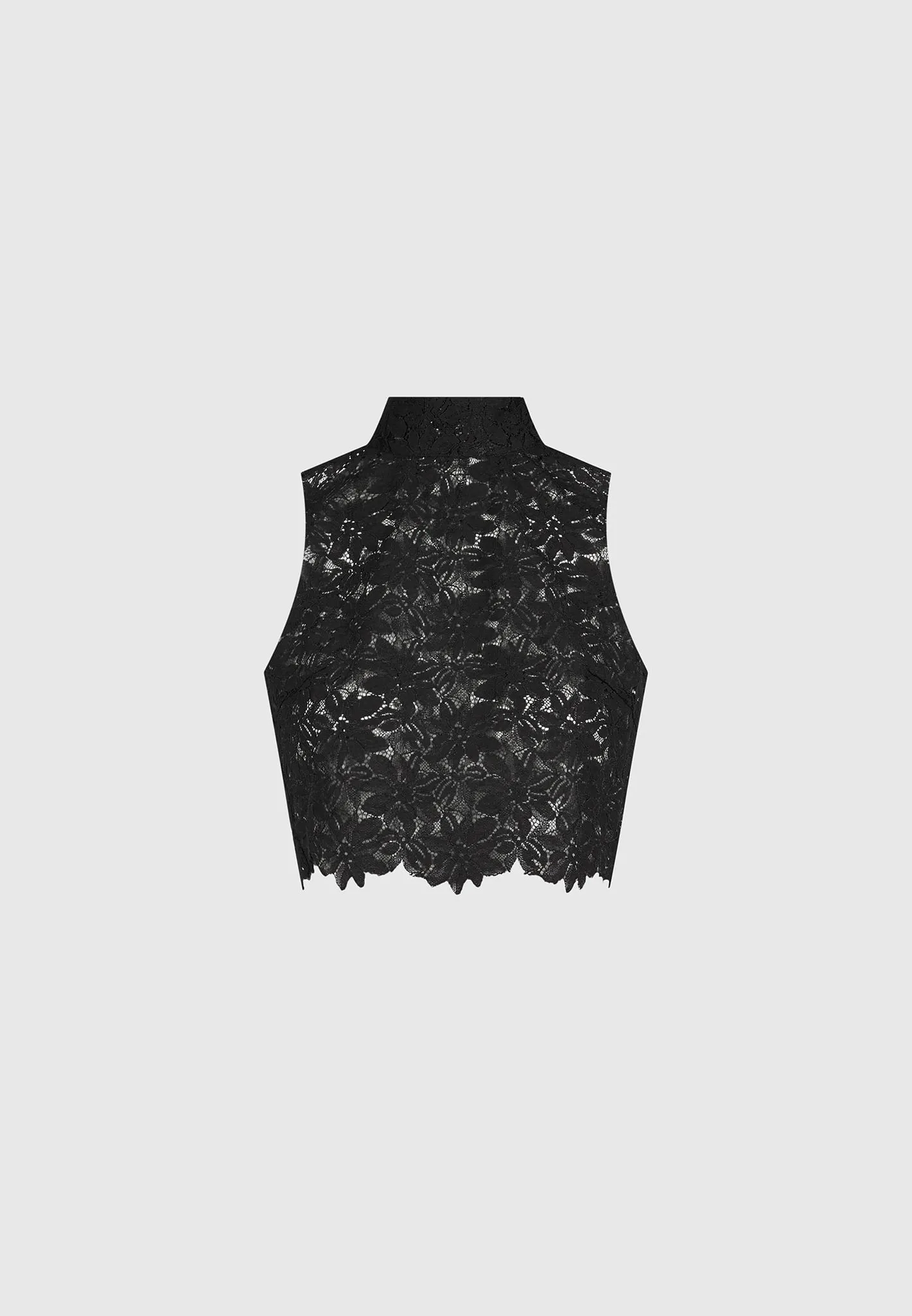 Lace Open Back Top - Black High Durability Weave Organic Cotton Blend