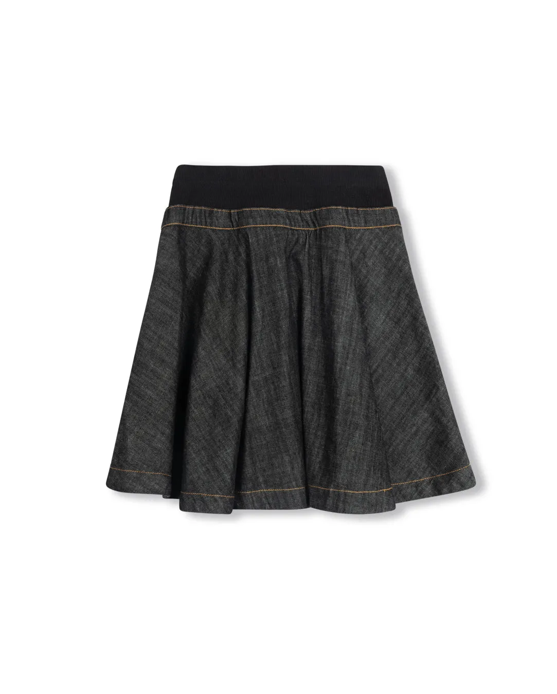 Global Inspiration Push Button Closure Lenny Ribbed Waist Denim Skirt