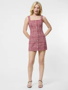 Bow Soft Square Neck Button Front Mini Dress