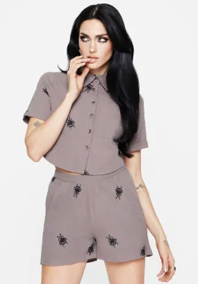 Stag Beetle Embroidered Shorts Transitional Wear