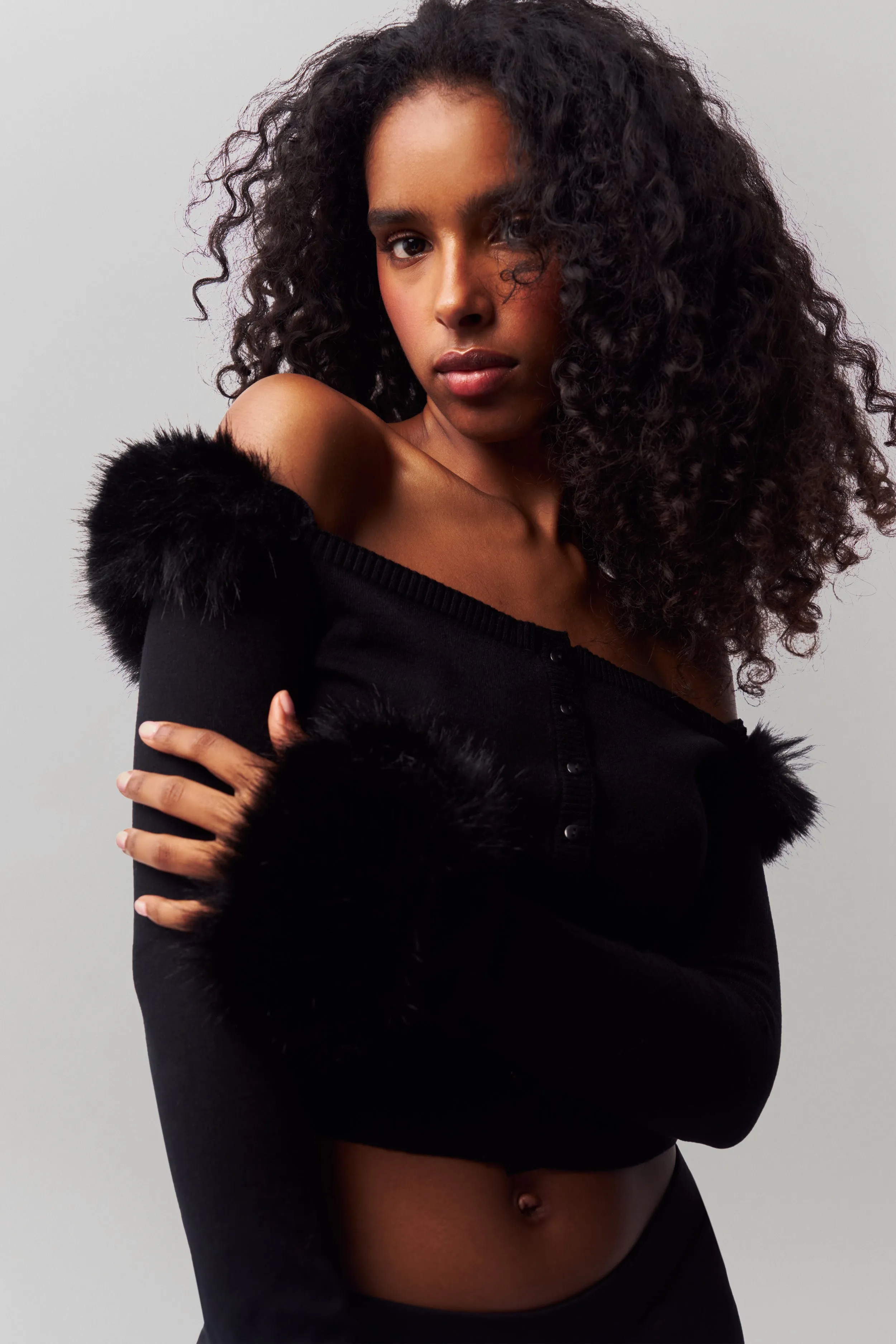 Faux Fur Cardigan Moisture Management System