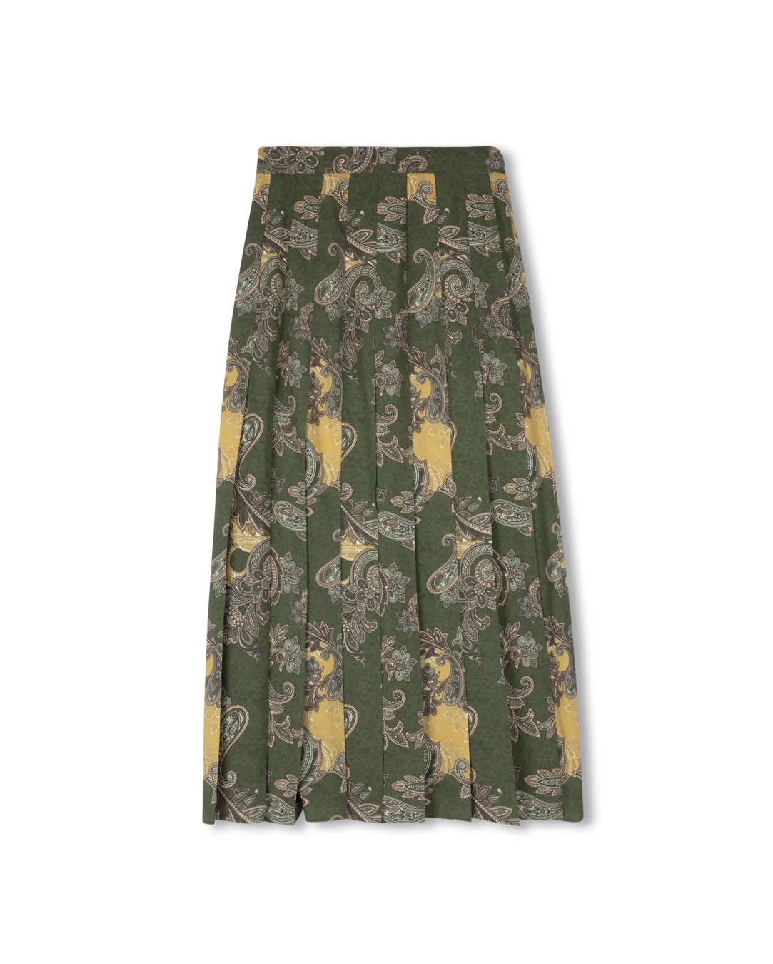 Paisley Printed Box Pleat Maxi Skirt Travel Ease Daily Favorite