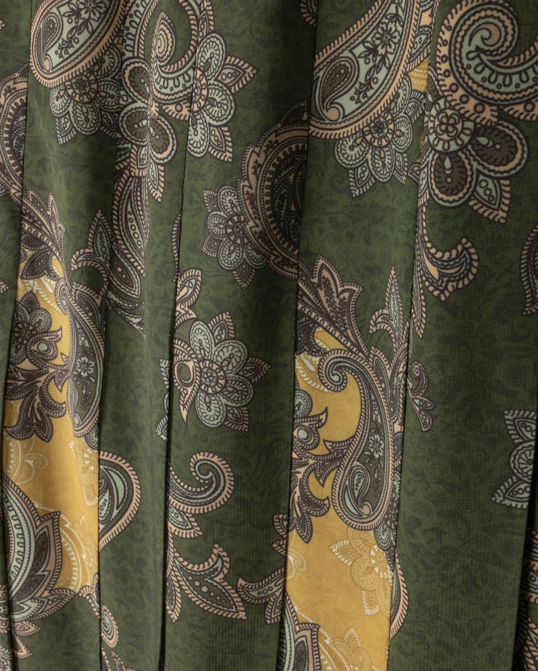 Paisley Printed Box Pleat Maxi Skirt Outfit Shot Everyday Essential