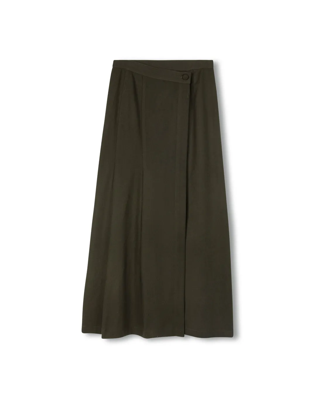 Linen blend Side Pleated Wool Wrap Skirt