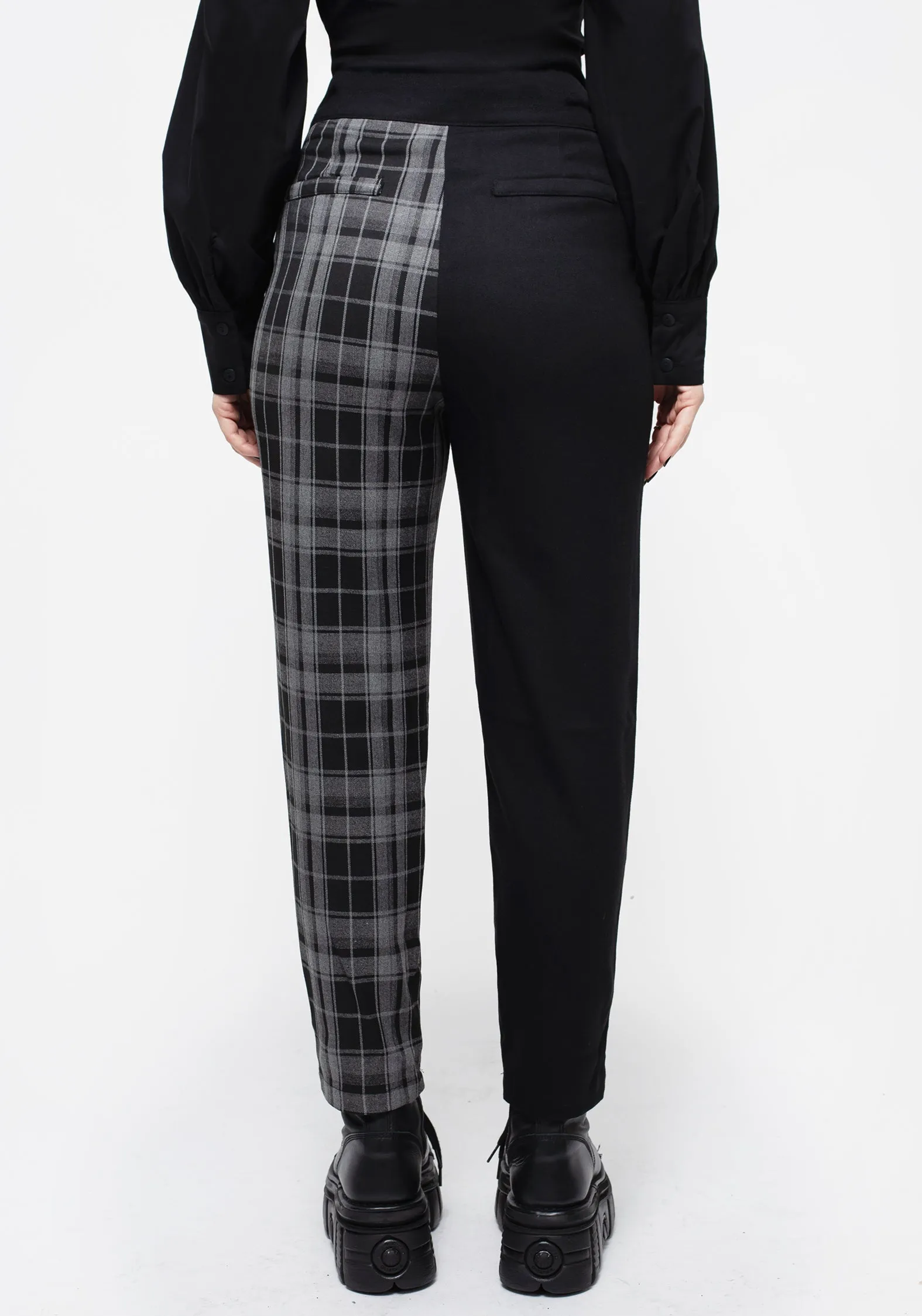 Fenrir High Waisted Check Tapered Trousers Soft Layers Mix Separates