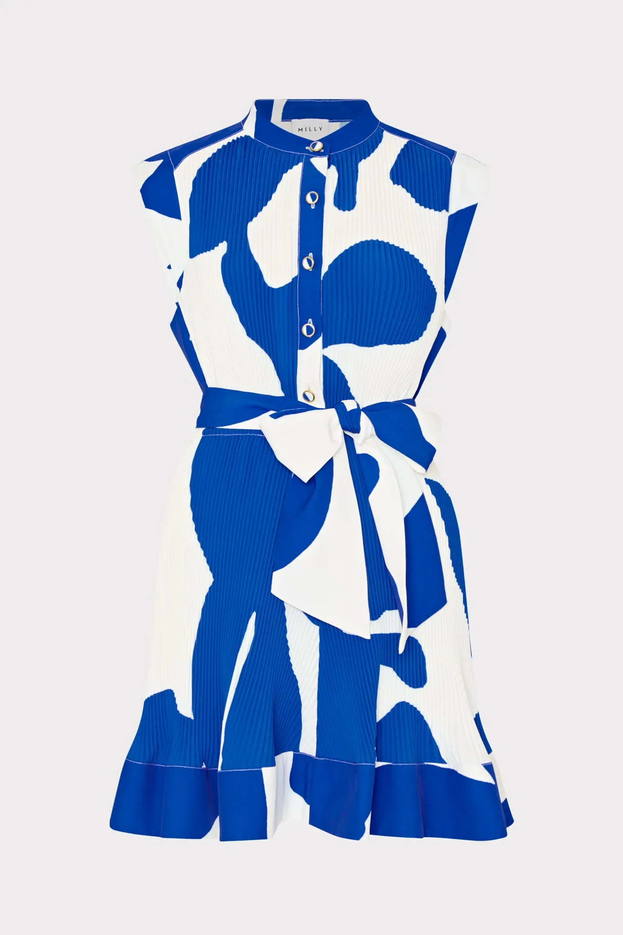 Joan Grand Foliage Pleated Dress Comfortable Style Front Ruffle