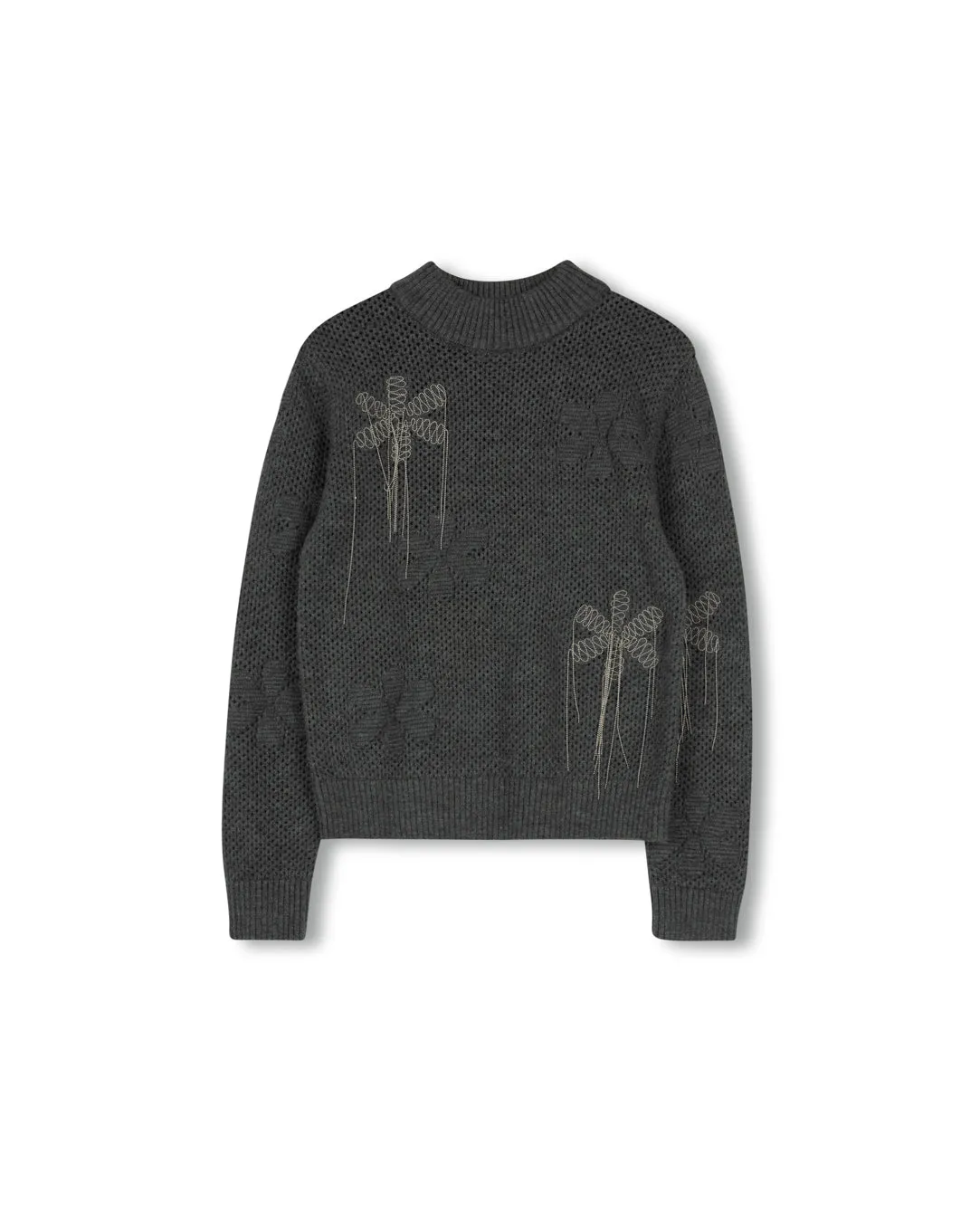 Oversized Collar Embroidered Sweater Quick drying material Cozy pieces