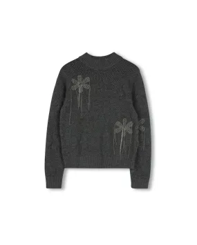 Biodegradable Fiber Option Oversized Collar Embroidered Sweater