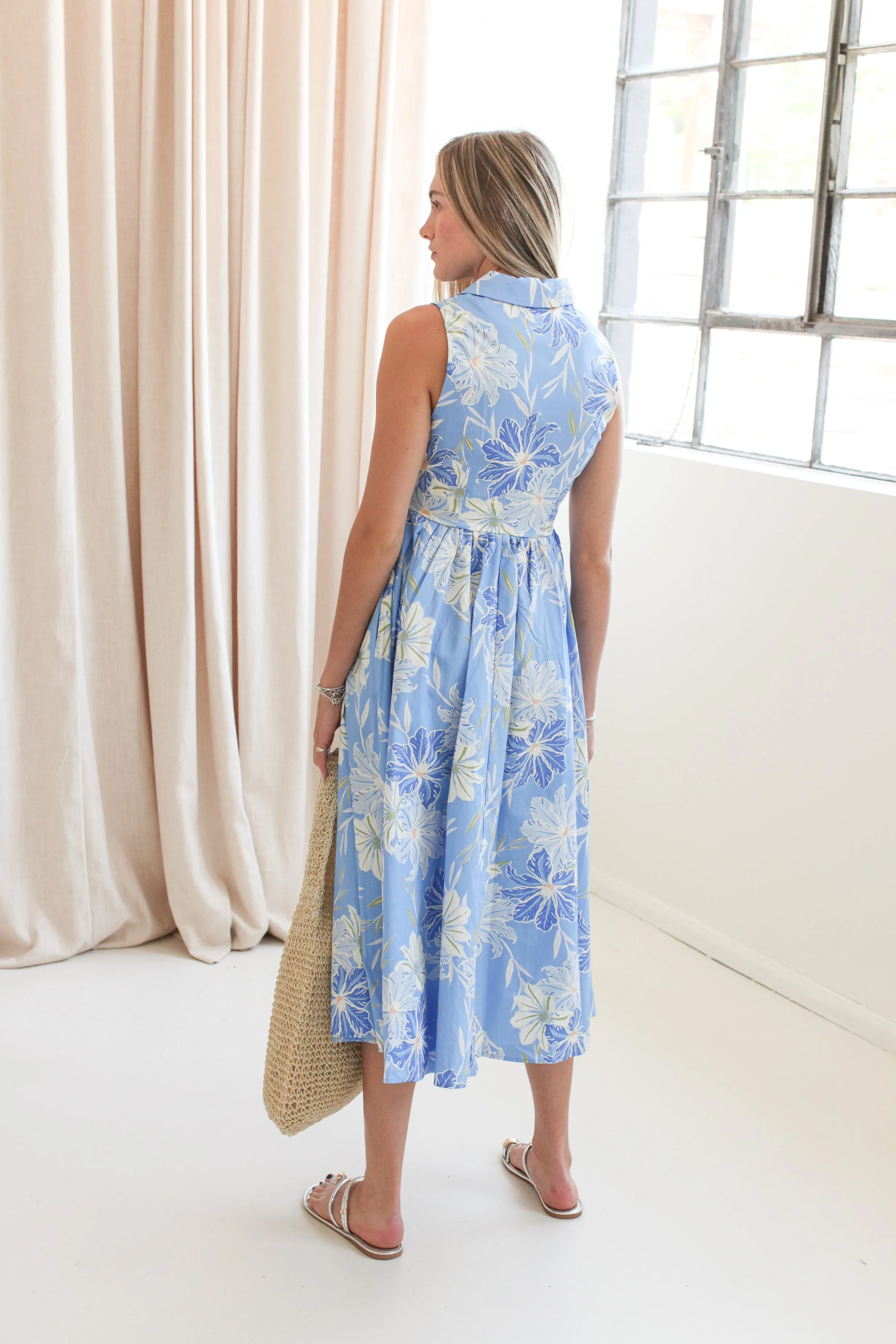 Office Ease Motion Light Stevie Collared Midi Dress