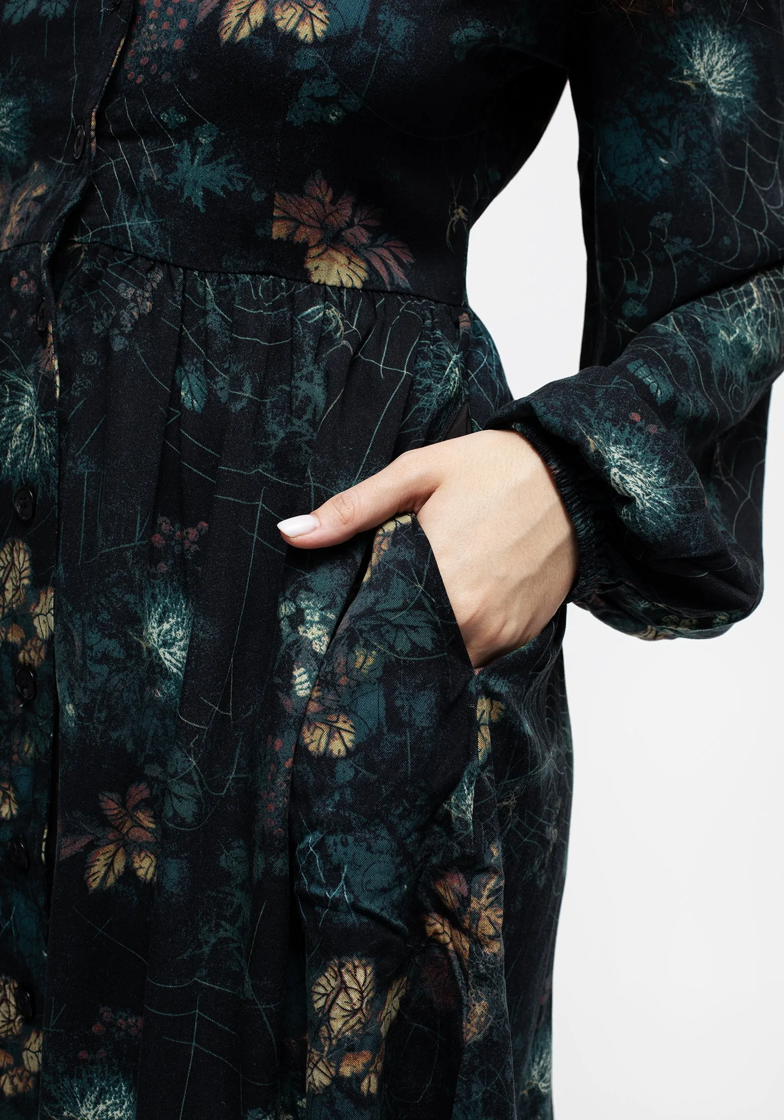 Sophisticated Layers Light Silhouette Blackthorn Button Up Mini Dress