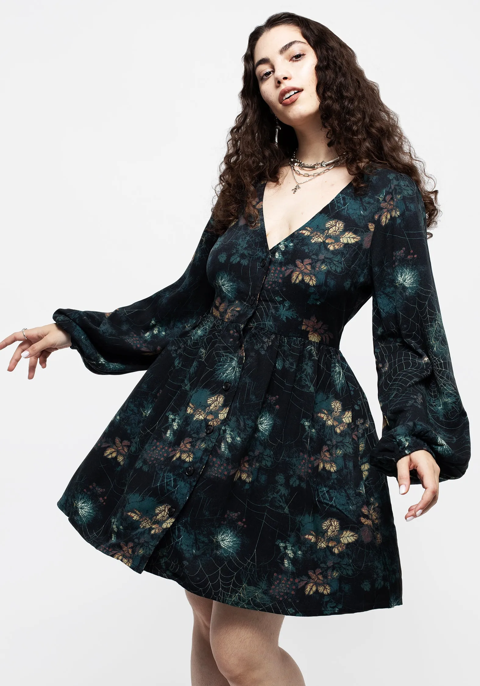 Blackthorn Button Up Mini Dress Office Tone