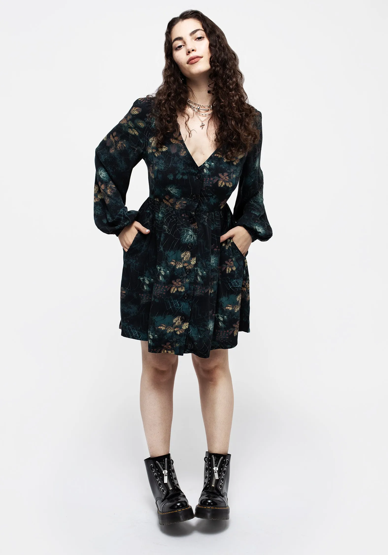 Blackthorn Button Up Mini Dress Comfortable fit dress