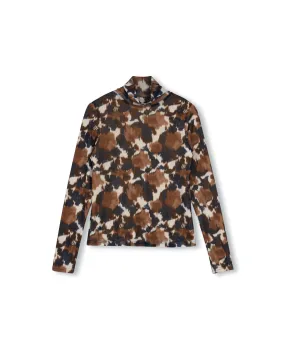 oversized but not shapeless Printed Mesh Mock Neck