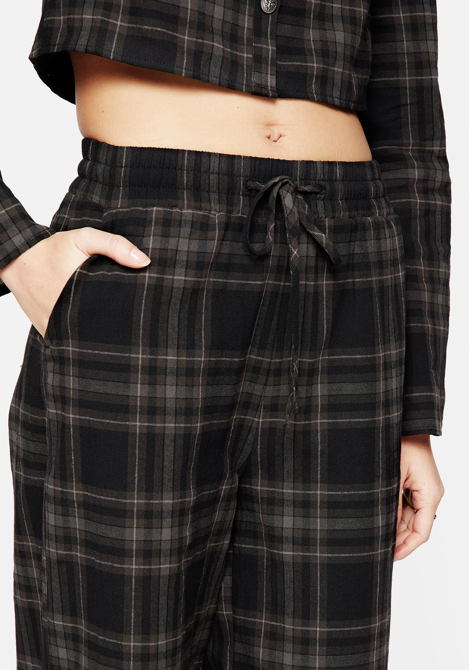 Clover Check Crop Trousers Simple Fit Relaxed Motion