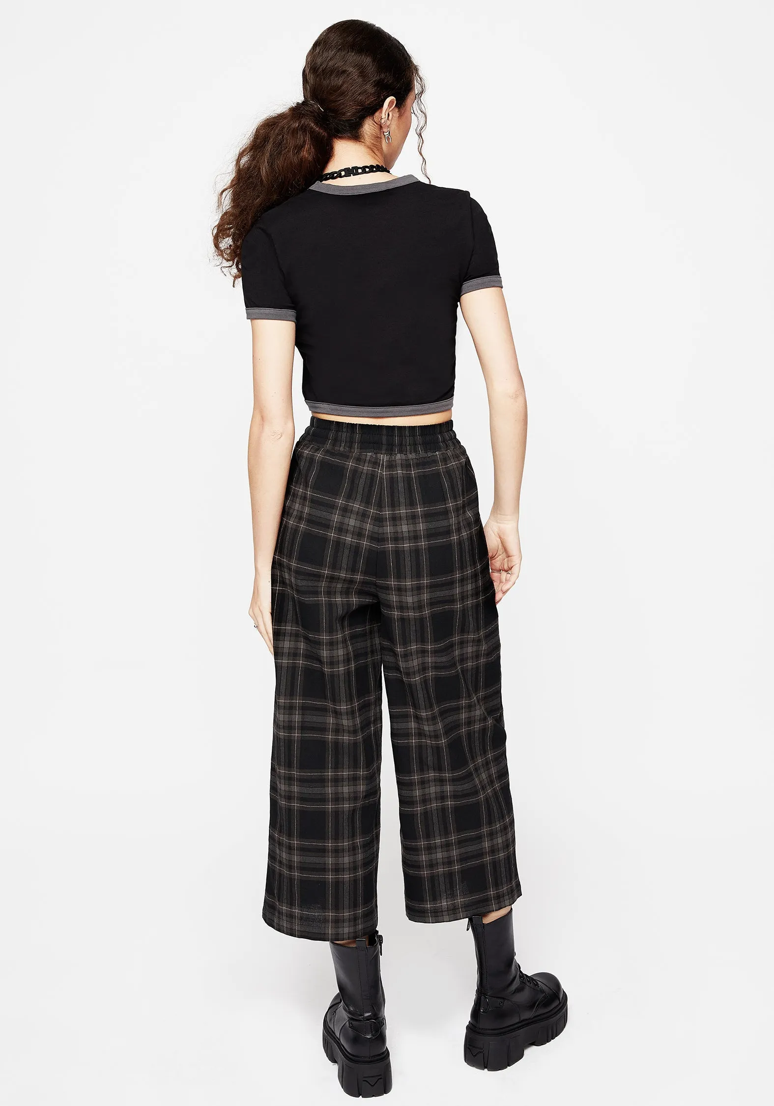 Modern Luxe Seamless Design Clover Check Crop Trousers