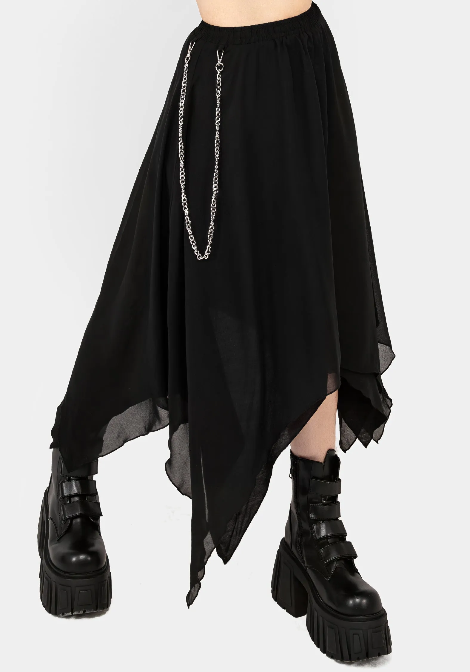 Levitate Chain Detail Midi Skirt Breezy Flow