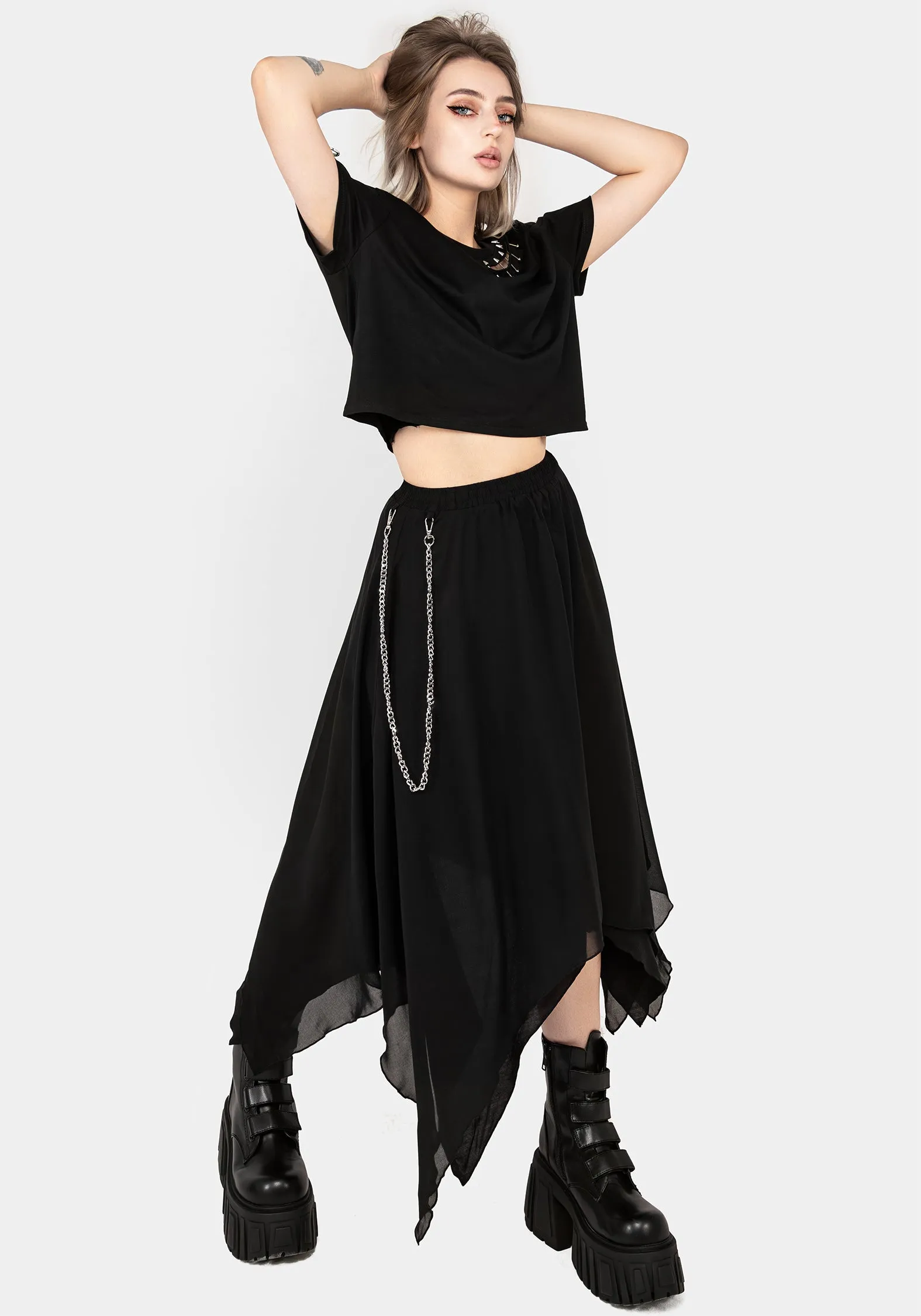 Relaxed Look Fair trade Levitate Chain Detail Midi Skirt