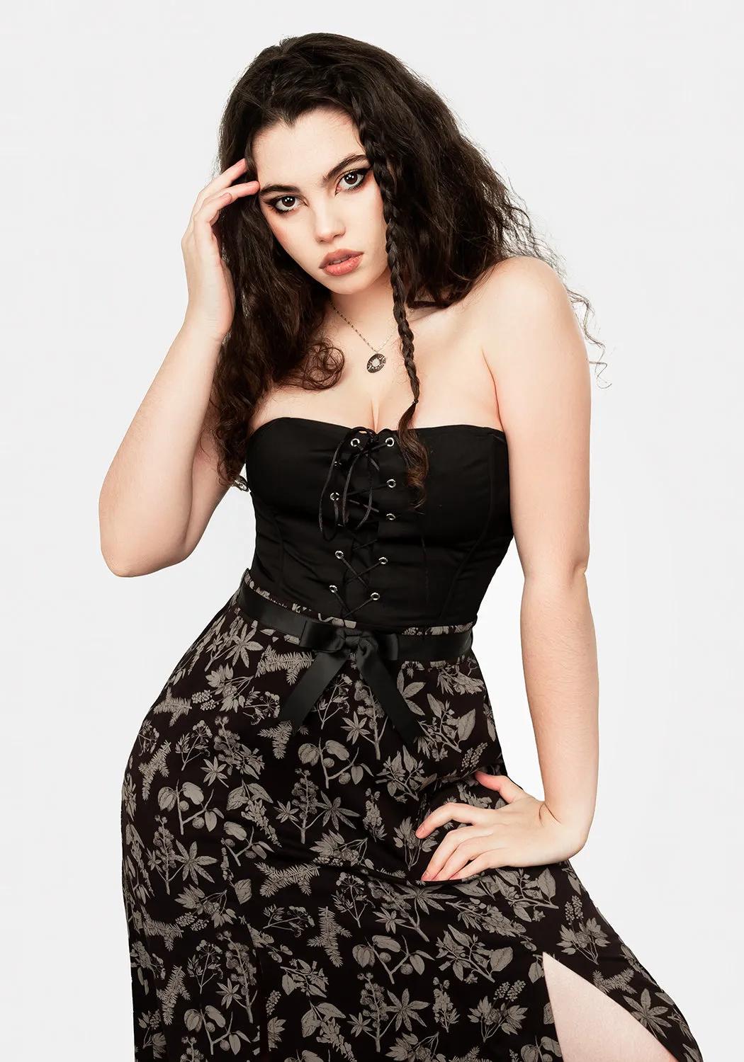 Front Slit POISONOUS PLANT SPLIT MIDI SKIRT