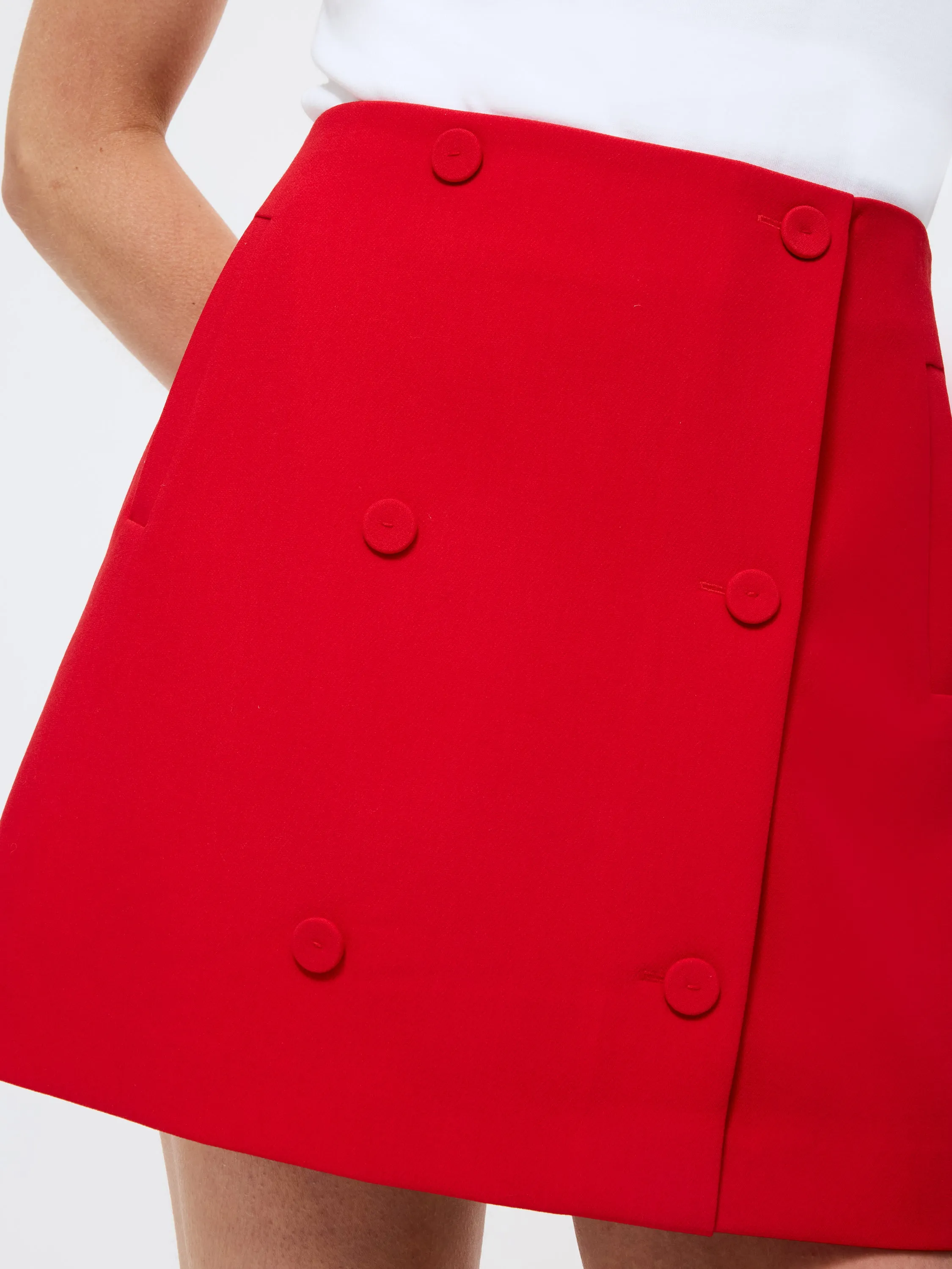 Azra Twill Double Breasted Mini Skirt Easy Layers All Day Fit