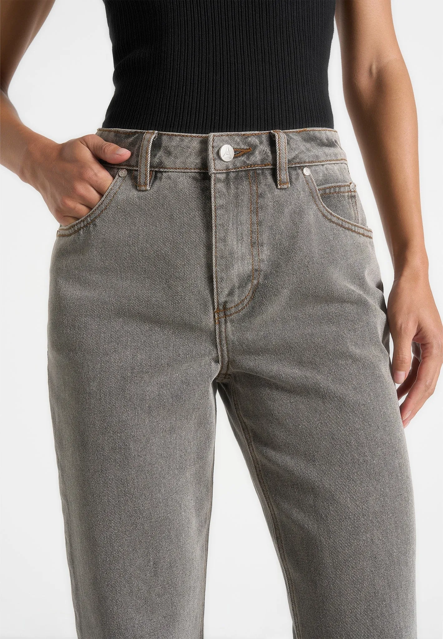 Minimal Look Anytime Look Abbie - Stacked Fit And Flare Jeans - Light Grey