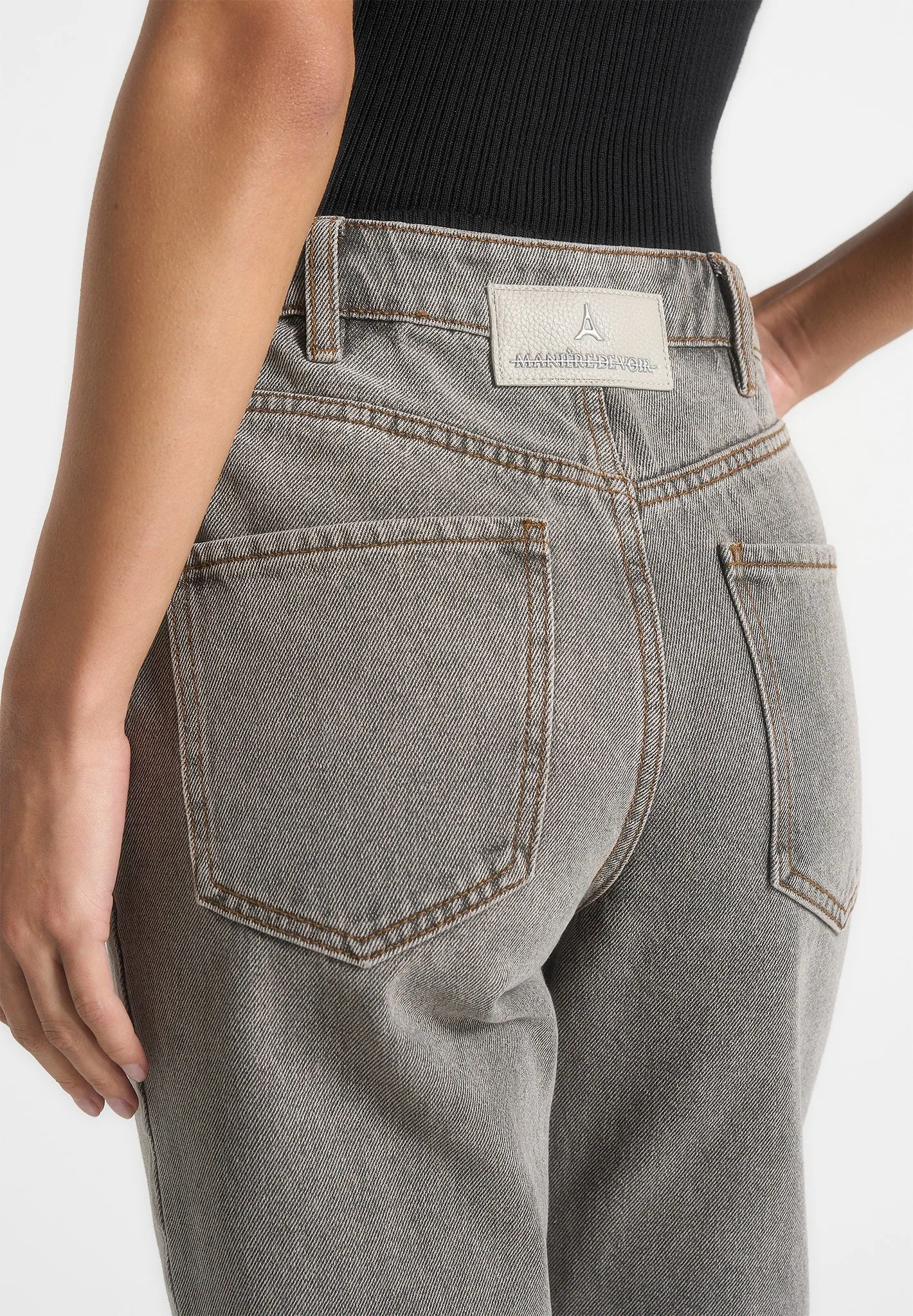 Abbie - Stacked Fit And Flare Jeans - Light Grey Sharp Finish Style Basic