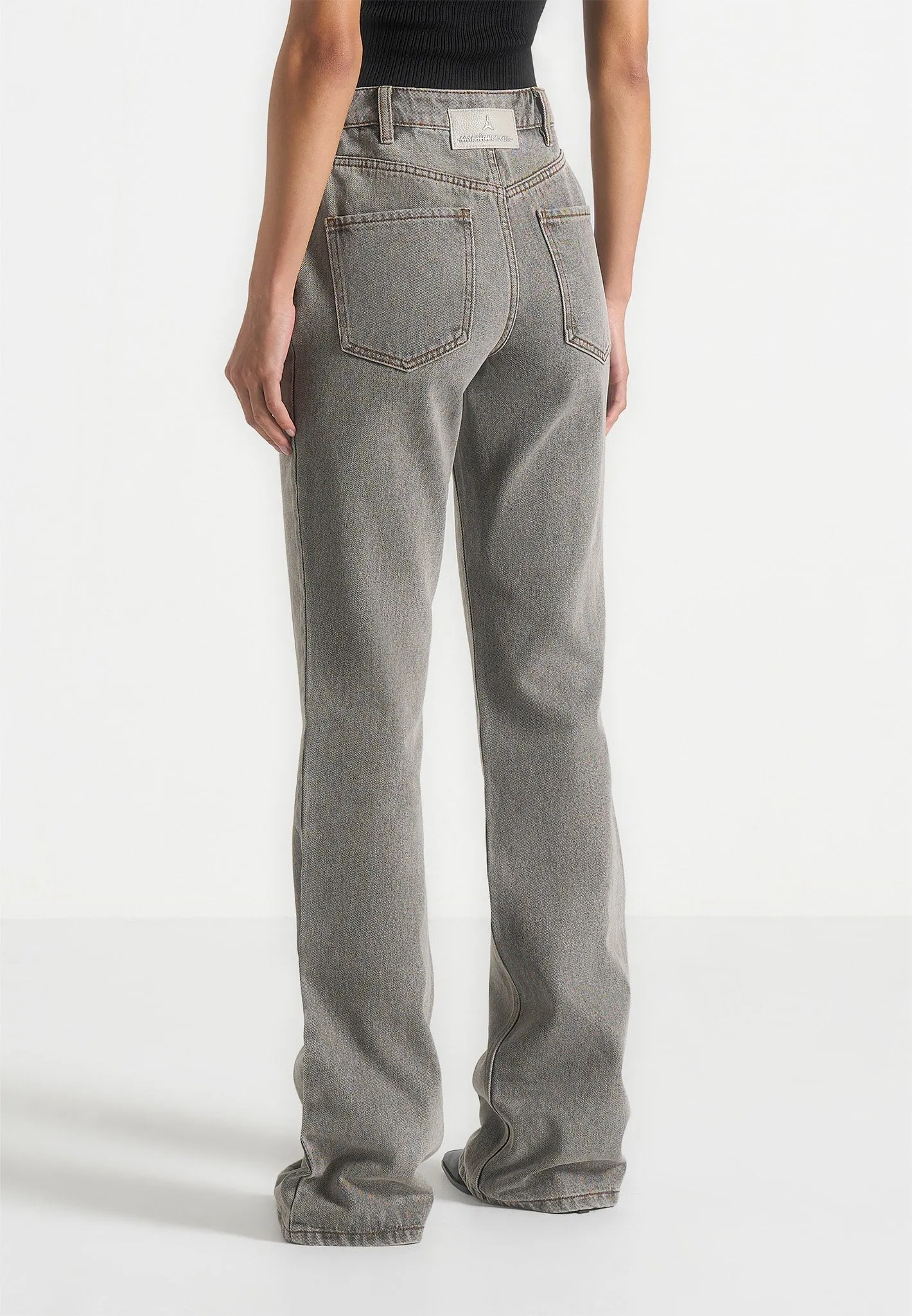 Teen Outfit Nature Lover Unisex Wear Neutral palette Abbie - Stacked Fit And Flare Jeans - Light Grey