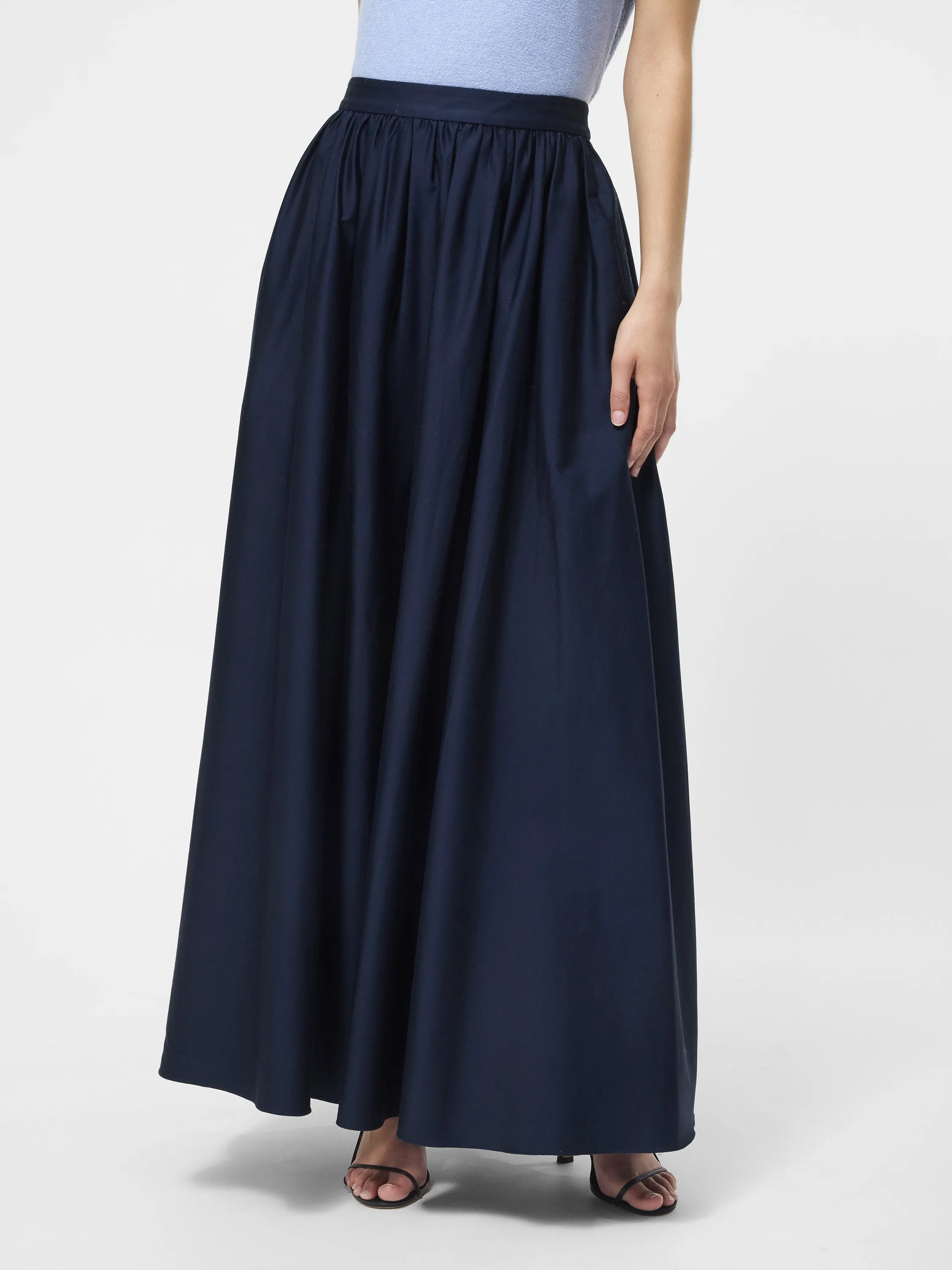 Corduroy texture Easy Layer Cotton Sateen Maxi Skirt