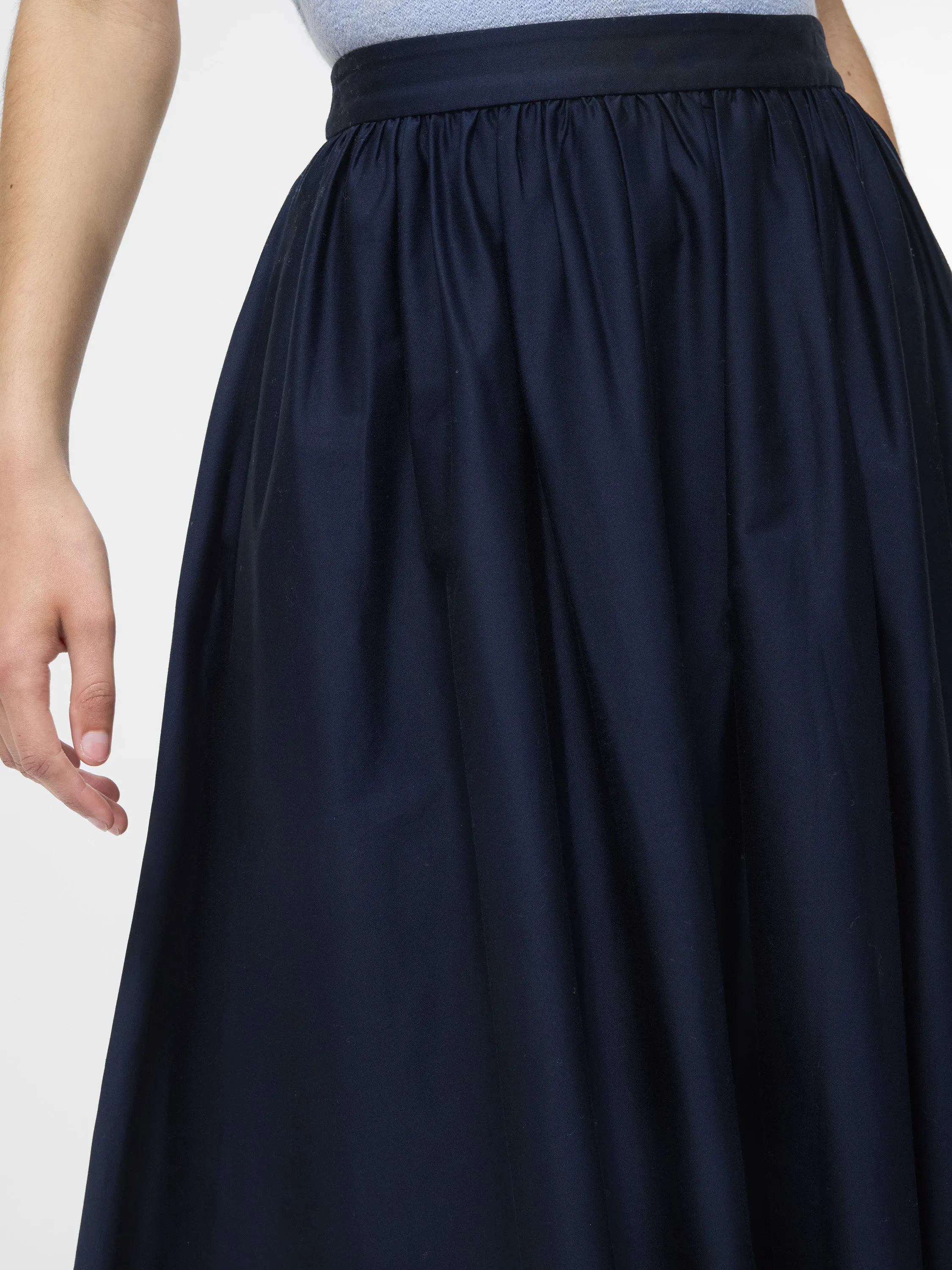 Opaque Lining Cotton Sateen Maxi Skirt