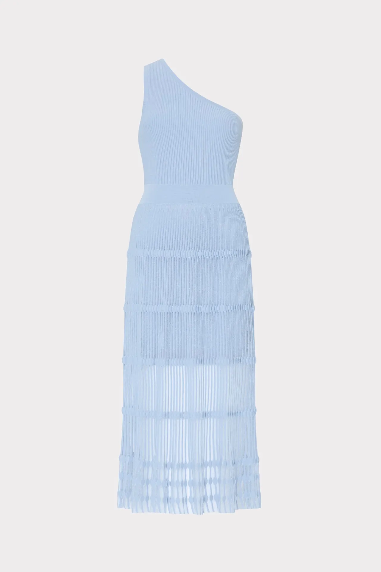Durable-Fabric One Shoulder Sheer Knit Midi Dress
