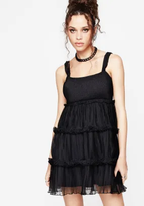 City Light Marquise Crinkle Cami Mini Dress with Sleeves