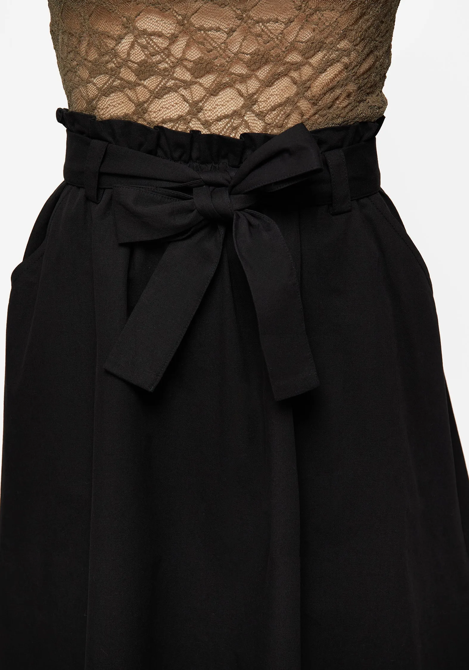 Erasable Crease Slip Resistant Waistband Strega Tie Belt Midaxi Skirt