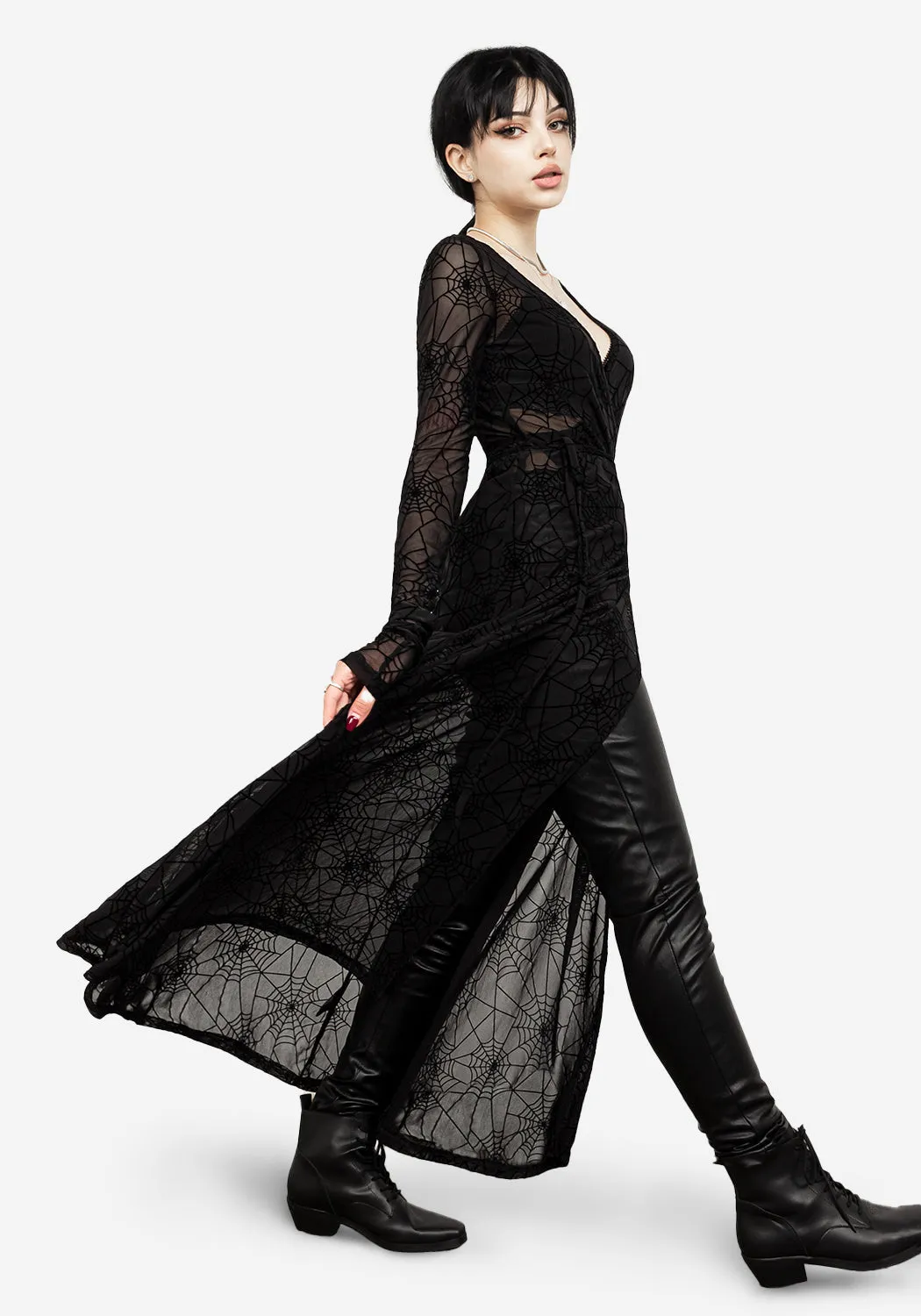 Venom Mesh Wrap Dress Adjustable-Straps Minimal Outfit