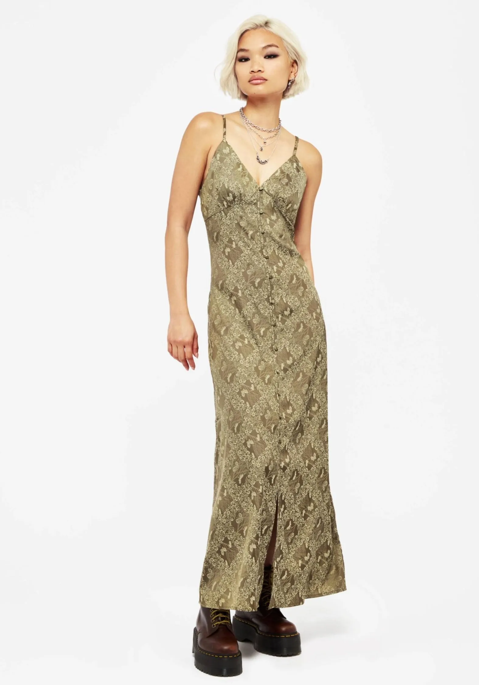 Luxe Look Yara Floral Print Button Up Maxi Slip Dress