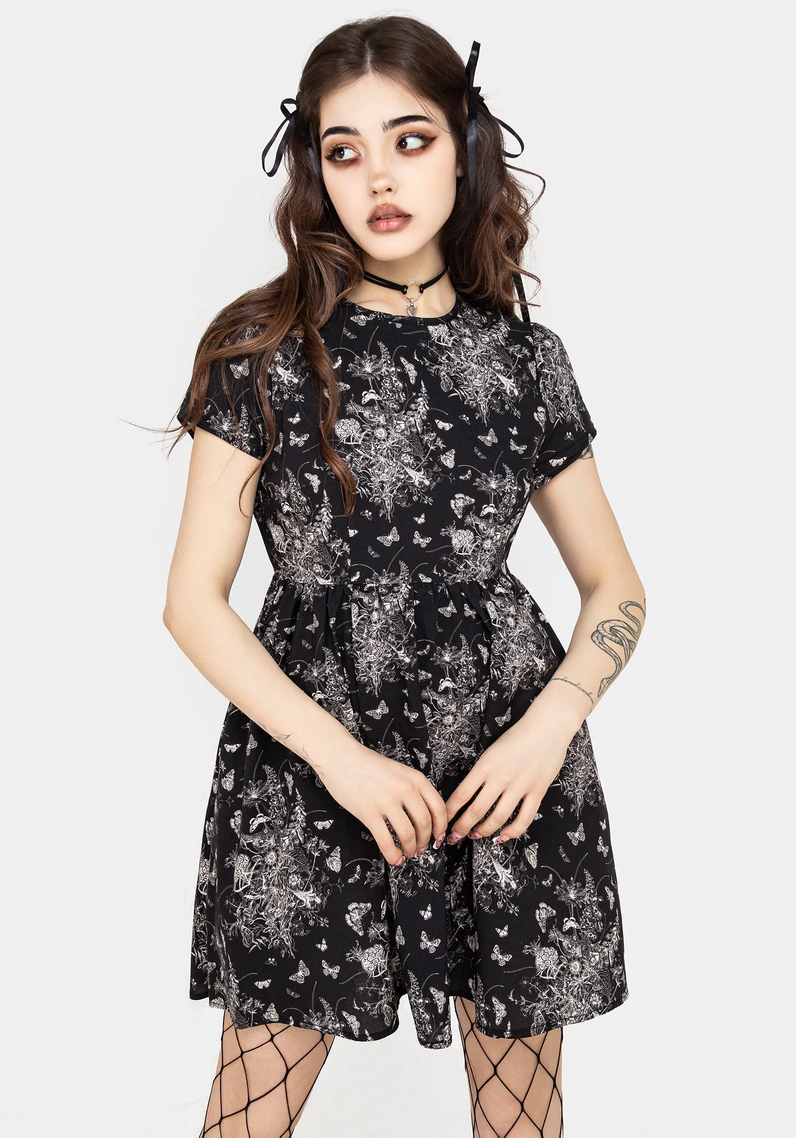 Elastic cuffs Scene Sharp Thalia Mini Skater Dress