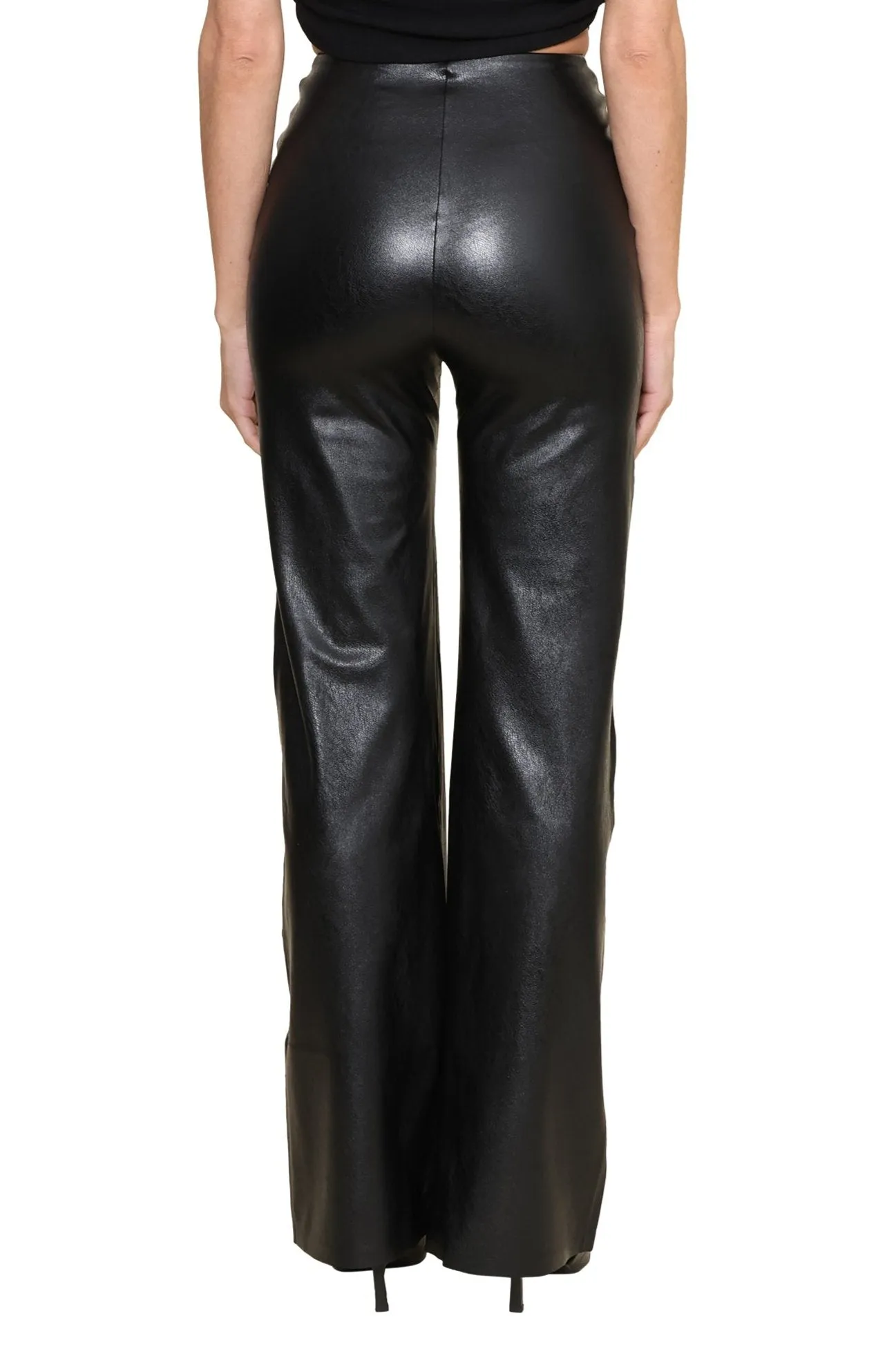 Snag Resistant Fabric Water Resistant Finish Faux Leather Wide Leg Pant