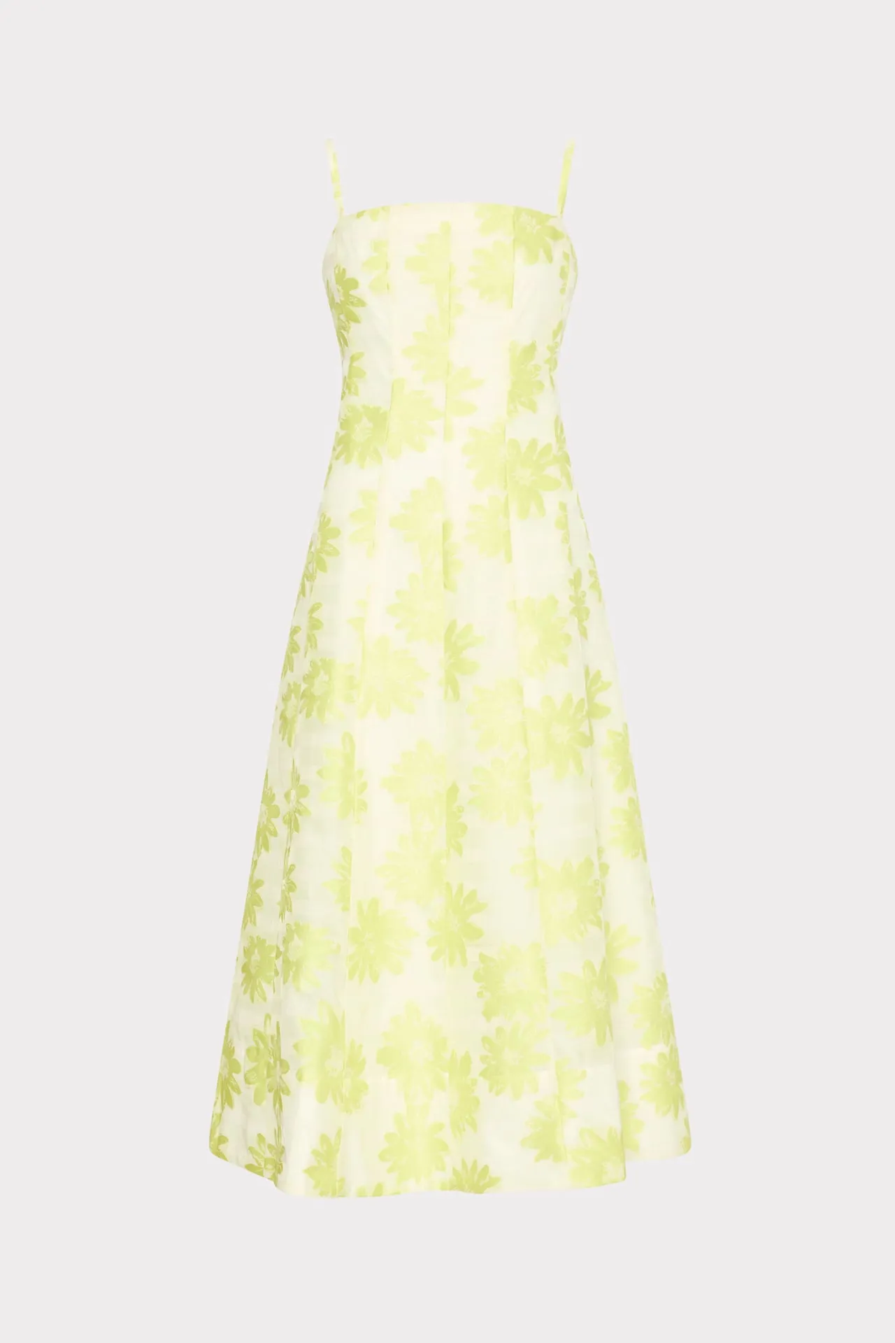 Panelled-Design Soft Curve Striped Floral Fil Coup?? Dress