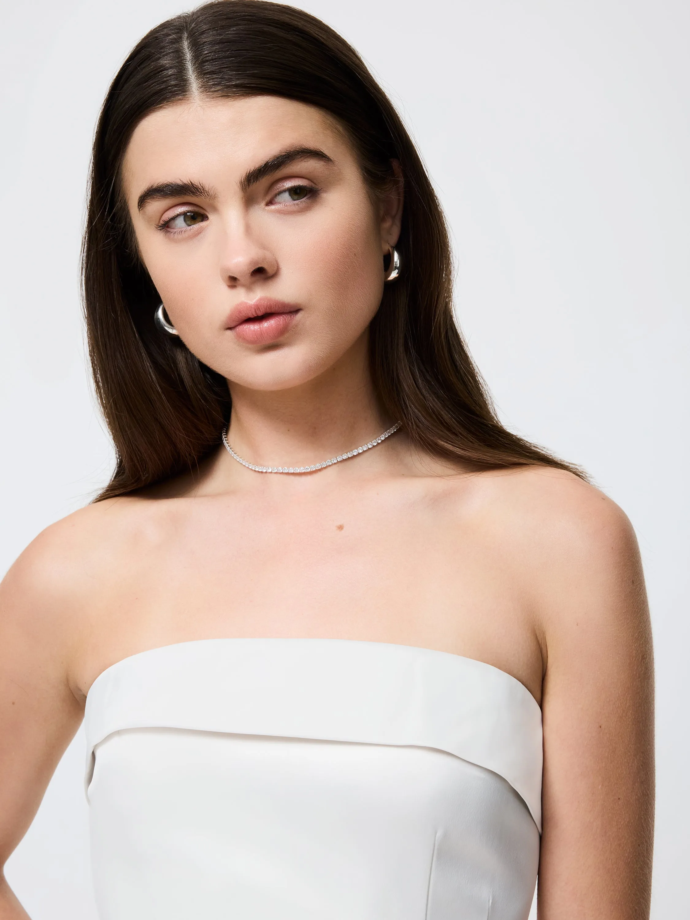 Structured Satin Strapless Dress Smart And Comfortable