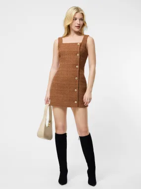Casual weekend dress Clean Fit Structured Tweed Square Neck Mini Dress
