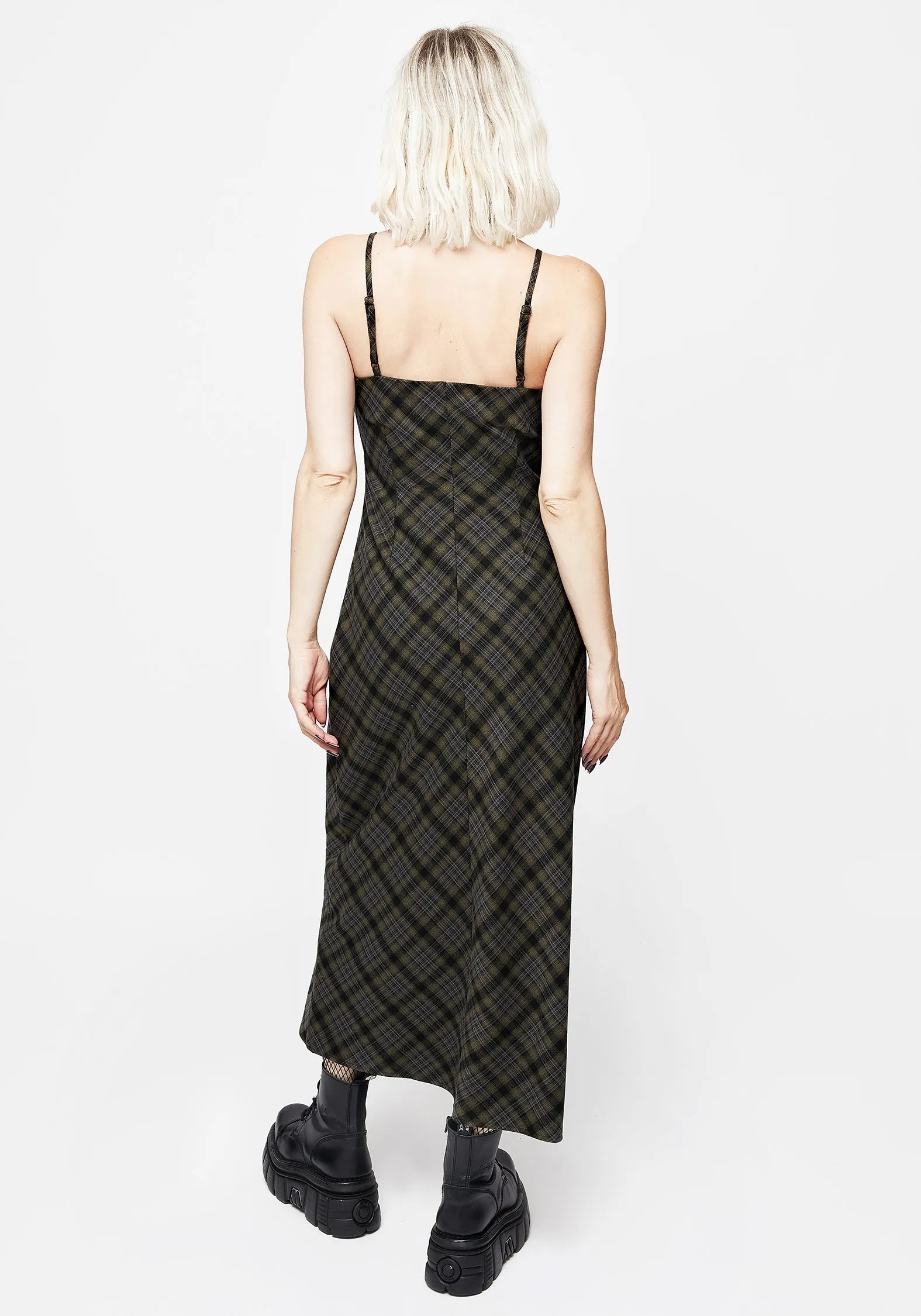 Fresh Outfit Reseda Check Midaxi Cami Dress